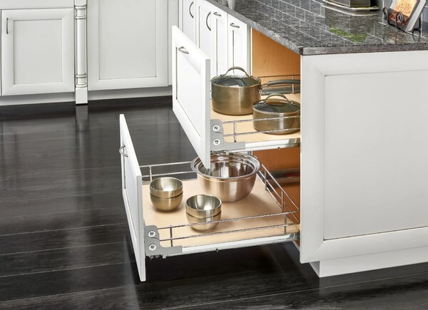 Rev-A-Shelf - 11-11/16" Maple Pullout Premiere Single Wire Solid Bottom Basket