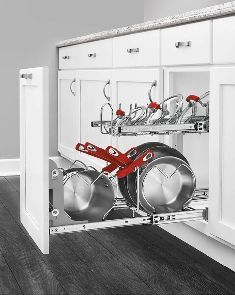 Rev-A-Shelf - 11-3/4" x 22" Base Cabinet Pullout 2 Tier Cookware Organizer with Soft-Close Slides