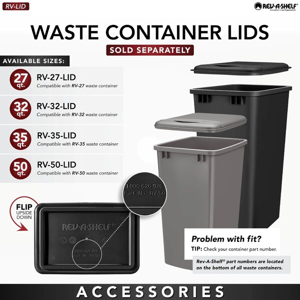 Rev-A-Shelf - 12" - Single 35qt Soft-Close REDUCED DEPTH w/ Blum Movento Slides Waste Containers