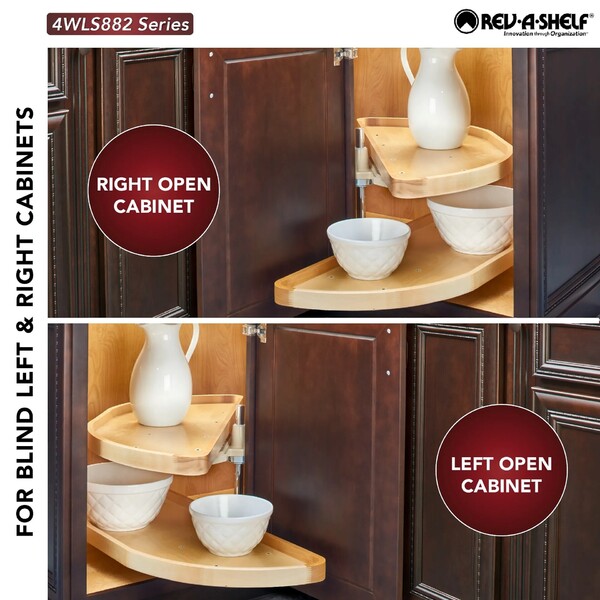 Rev-A-Shelf - 12" x 32" Lazy Susan Half-Moon Wood 2 Shelf (Pivot and Slide)