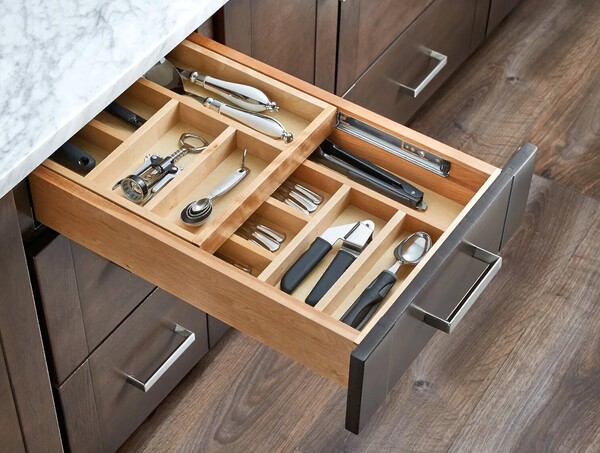 Rev-A-Shelf - 13-1/2" Opening - Complete System Two-Tier Cutlery Organizer