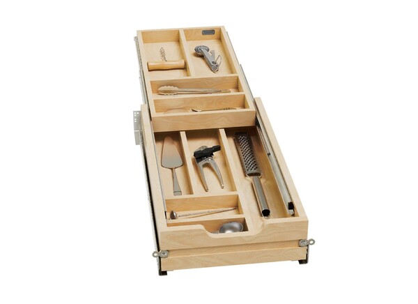 Rev-A-Shelf - 13-1/2" Opening - Complete System Two-Tier Cutlery Organizer