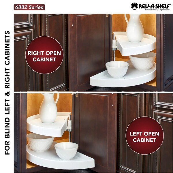Rev-A-Shelf - 13-1/4" x 31" White Lazy Susan Half-Moon 2 Shelf (Pivot and Slide)