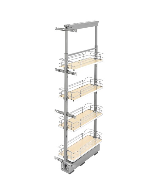 Rev-A-Shelf - 13" x 50-3/4" Maple/Chrome Pullout Solid Bottom