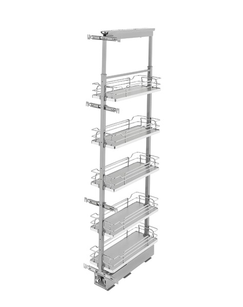 Rev-A-Shelf - 13" x 58-1/4" Gray/Chrome Pullout Solid Bottom