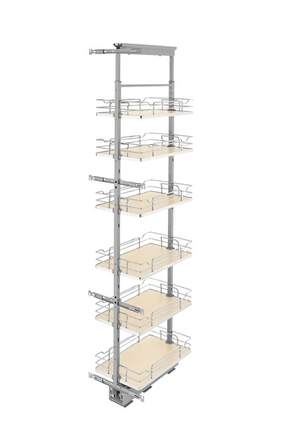 Rev-A-Shelf - 13" x 73-5/8" Maple/Chrome Pullout Solid Bottom