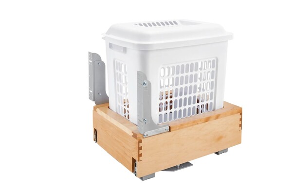 Rev-A-Shelf - 14-1/4" Maple Hamper Bottom Mount Rev-A-Motion with Polymer Bin
