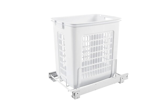 Rev-A-Shelf - 14-1/4" White Hamper Bottom Mount Wire with Polymer Bin