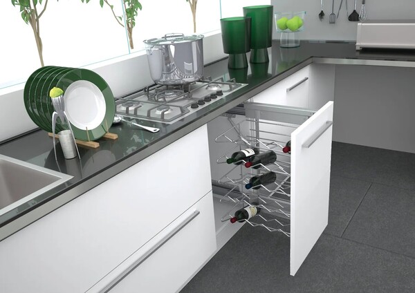 Rev-A-Shelf - 14-1/8" Base Cabinet Pullout Wine Organizer w/ Soft-Close