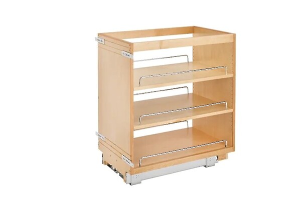 Rev-A-Shelf - 14" Maple Base Cabinet Pullout Organizer with Ball-Bearing Slides