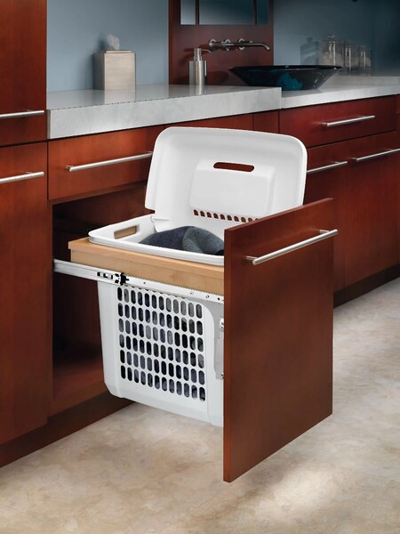 Rev-A-Shelf - 15" Maple Hamper Top Mount with Polymer Bin