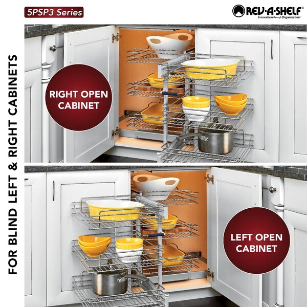 Rev-A-Shelf - 15" Three-Tier Pullout Soft-Close Wire Pull-Slide-Pull
