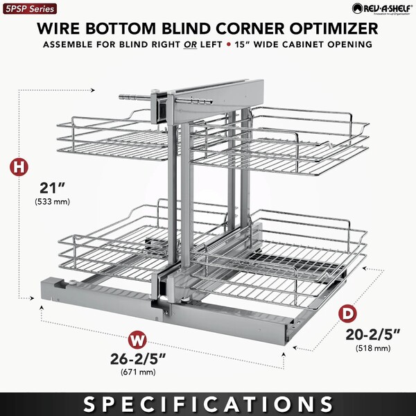 Rev-A-Shelf - 15" Two-Tier Pullout Soft-Close Wire Pull-Slide-Pull