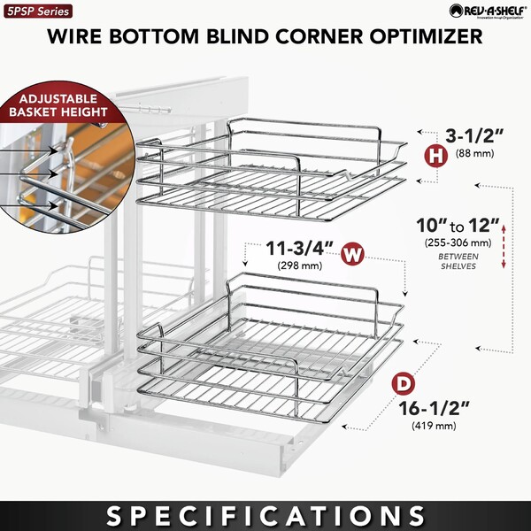 Rev-A-Shelf - 15" Two-Tier Pullout Soft-Close Wire Pull-Slide-Pull