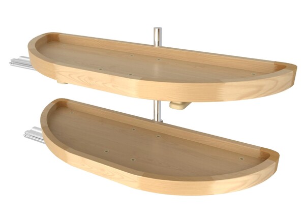 Rev-A-Shelf - 15" x 35" Lazy Susan Half-Moon Wood 2 Shelf (Pivot and Slide)