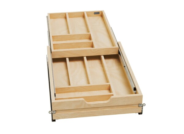 Rev-A-Shelf - 16-1/2" Opening - Complete System Two-Tier Cutlery Organizer