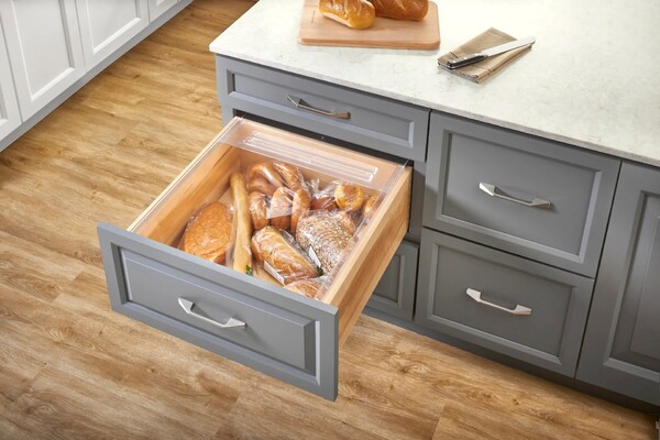 Rev-A-Shelf - 16-3/4" Clear Bread Drawer Kit w/Rails for Drawers