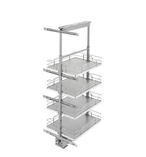 Rev-A-Shelf - 16" x 43-3/8" Gray/Chrome Pullout Solid Bottom