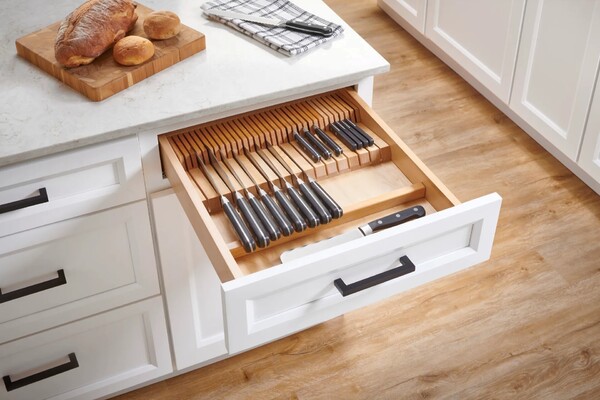 Rev-A-Shelf - 18 1/2" Maple Cut-To-Size Insert Wood Double Knife Block for Drawers