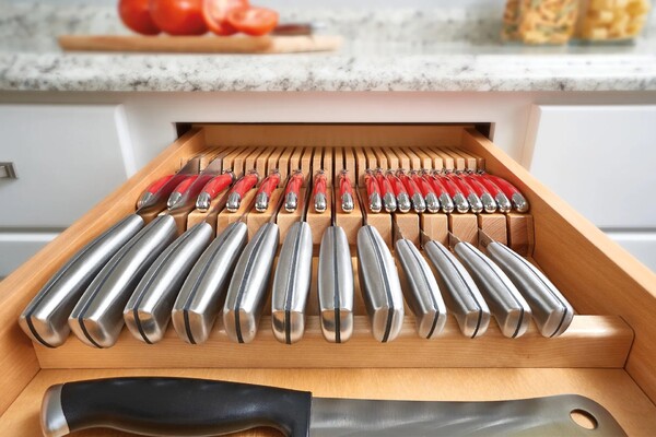 Rev-A-Shelf - 18 1/2" Maple Cut-To-Size Insert Wood Double Knife Block for Drawers