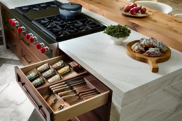 Rev-A-Shelf - 18-1/2" Walnut Cut-To-Size Insert Wood Double Knife Block for Drawers