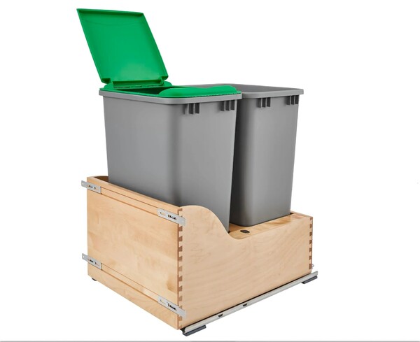 Rev-A-Shelf - 18" - Double 50qt Soft-Close w/ Blum Movento Slides Waste Containers