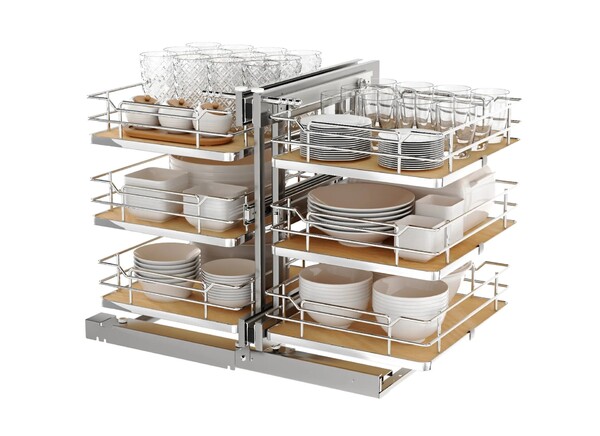 Rev-A-Shelf - 18" Maple Pullout Soft-Close Three-Tier Wire Solid Bottom Pull-Slide-Pull