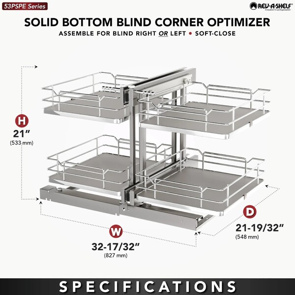 Rev-A-Shelf - 18" New Elite Gray Pullout Soft-Close Two-Tier Solid Bottom Pull-Slide-Pull