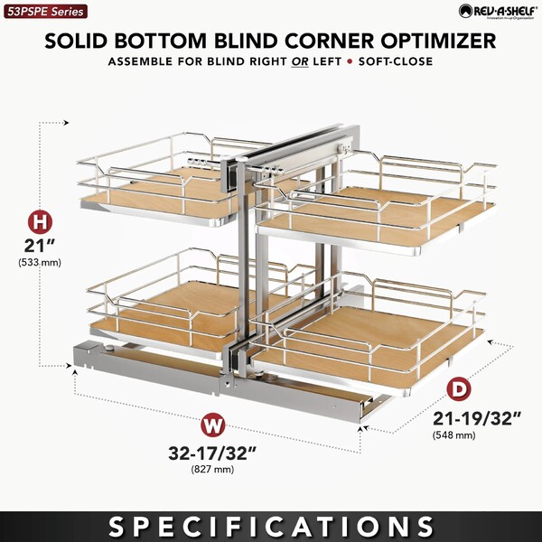 Rev-A-Shelf - 18" New Elite Maple Pullout Soft-Close Two-Tier Solid Bottom Pull-Slide-Pull