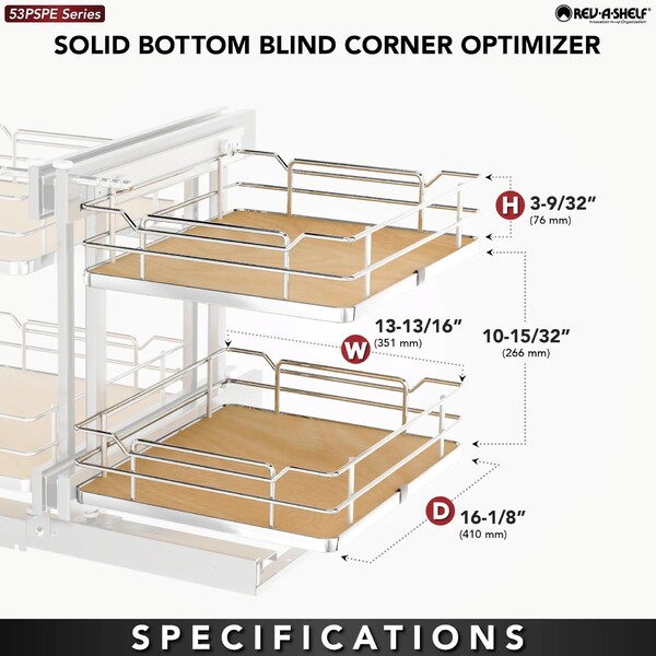 Rev-A-Shelf - 18" New Elite Maple Pullout Soft-Close Two-Tier Solid Bottom Pull-Slide-Pull