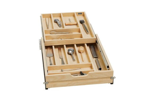 Rev-A-Shelf - 18" Opening - Complete System Two-Tier Soft-Close Cutlery Organizer