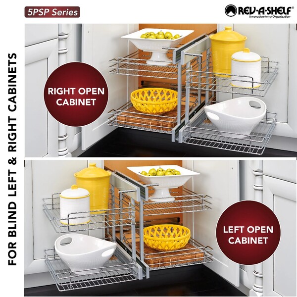 Rev-A-Shelf - 18" Two-Tier Pullout Soft-Close Wire Pull-Slide-Pull