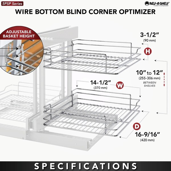 Rev-A-Shelf - 18" Two-Tier Pullout Soft-Close Wire Pull-Slide-Pull