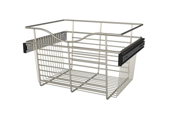 Rev-A-Shelf - 18"W x 14"D x 11"H - Satin Nickel Wire Basket Pullout for Closet
