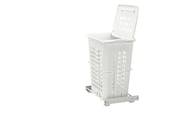 Rev-A-Shelf - 19-7/8" White Hamper Bottom Mount Wire with Polymer Bin/Lid