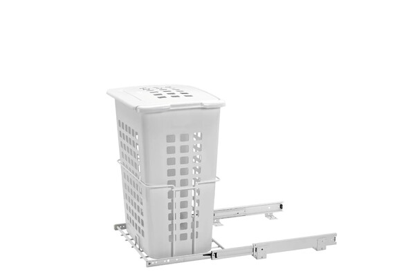 Rev-A-Shelf - 19-7/8" White Hamper Bottom Mount Wire with Polymer Bin/Lid