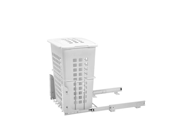 Rev-A-Shelf - 19-7/8" White Hamper Bottom Mount Wire with Polymer Bin/Lid with Door Mount Kit
