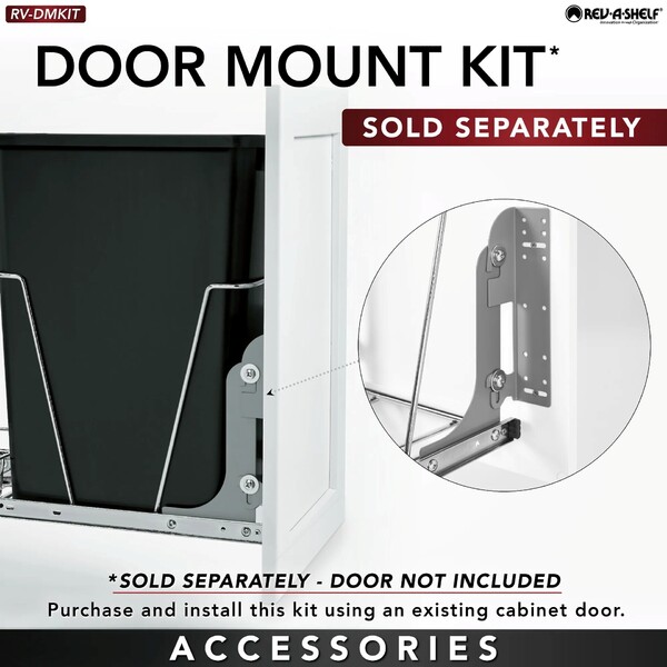 Rev-A-Shelf - 19-7/8" White Hamper Bottom Mount Wire with Polymer Bin/Lid with Door Mount Kit