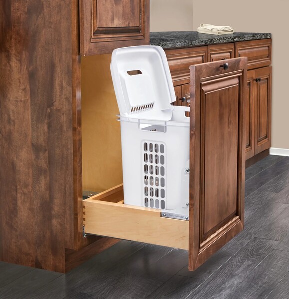 Rev-A-Shelf - 20-1/4" Maple Bottom Mount Hamper with Blumotion Soft-Close