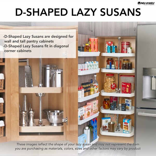 Rev-A-Shelf - 20" White D-Shape Polymer 2 Shelf Dependently Rotating
