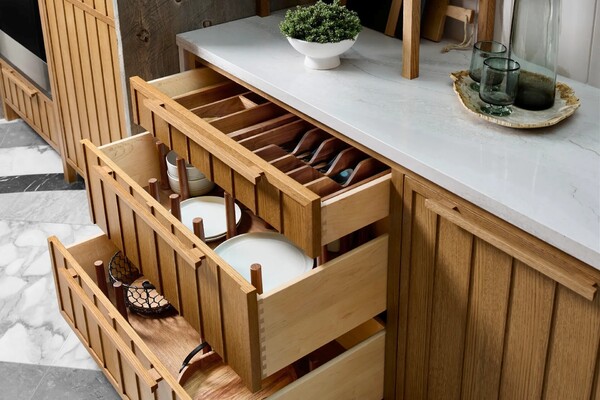 Rev-A-Shelf - 21-1/8" Walnut Cut-To-Size Insert Wood Utility Organizer for Drawers