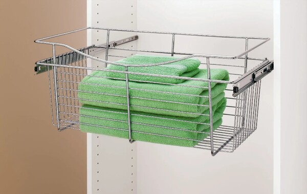 Rev-A-Shelf - 24"W x 12"D x 11"H - Chrome Wire Basket Pullout for Closet