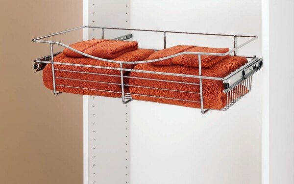Rev-A-Shelf - 24"W x 12"D x 7"H - Chrome Wire Basket Pullout for Closet