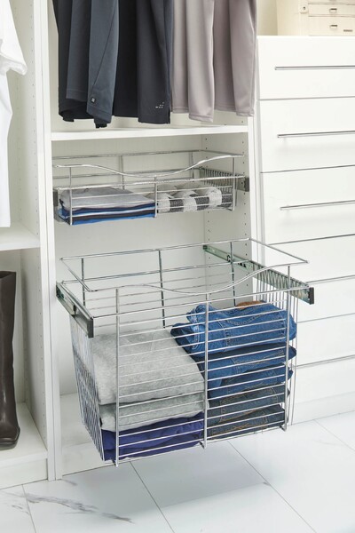 Rev-A-Shelf - 24"W x 14"D x 11"H - Chrome Wire Basket Pullout for Closet