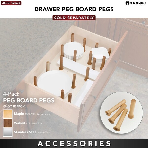 Rev-A-Shelf - 24" Walnut Cut-To-Size Insert Peg System for Drawers