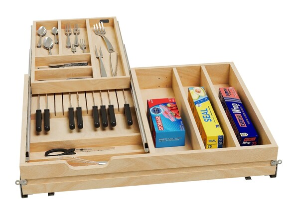 Rev-A-Shelf - 28-1/2" Opening - Complete System Two-Tier Cutlery Organizer