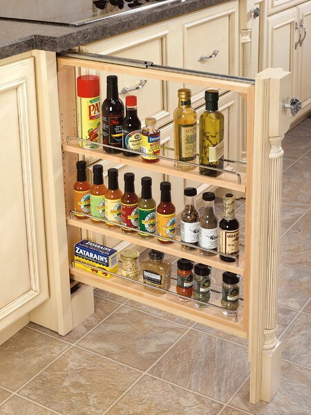 Rev-A-Shelf - 3" Filler Pullout Organizer with Wood Adjustable Shelves