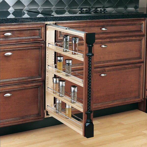 Rev-A-Shelf - 3" Filler Pullout Organizer with Wood Adjustable Shelves