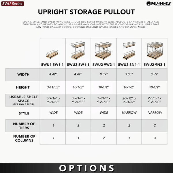 Rev-A-Shelf - 3" Two-Shelf Narrow Wire Wall Upright Pullout