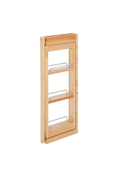 Rev-A-Shelf - 3" x 30" Soft-Close Filler Pullout Organizer with Wood Adjustable Shelves Wall Accessories